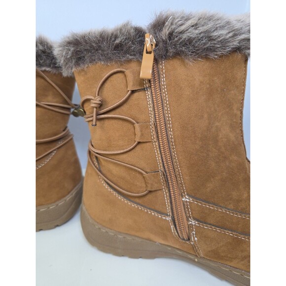 Journee Collection Zip Up Faux Fur Brown Eskimo Boots Sz 8.5 Winter Comfort - Picture 6 of 13